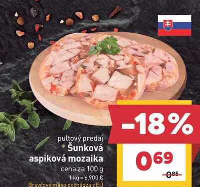 Šunková aspiková mozaika cena za 100 g
