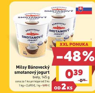 Milsy Bánovecký smotanový jogurt biely, 145 g v akcii