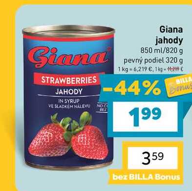 Giana jahody 850 ml/820 g pevný podiel 320 g 