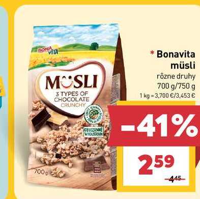 Bonavita müsli rôzne druhy 700 g/750 g