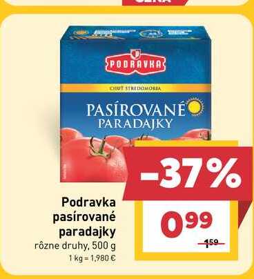 Podravka pasírované paradajky rôzne druhy, 500 g