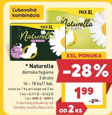 Naturella dámska hygiena 3 druhy 14-18 ks/1 bal.