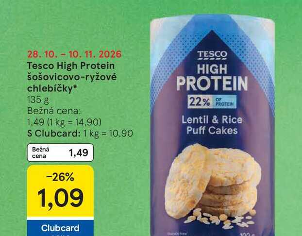Tesco High Protein šošovicovo-ryžové chlebíčky 135 g