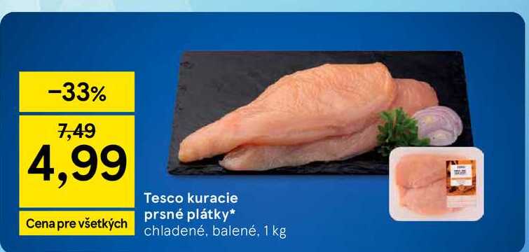 Tesco kuracie prsné plátky chladené, balené, 1 kg