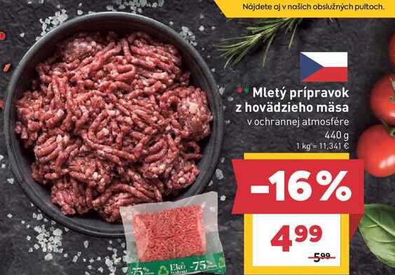 Mletý prípravok z hovädzieho mäsa v ochrannej atmosfére 440 g